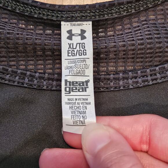 Under Armour Tank Top Womens Size XL Heatgear Printed Cropped Mesh Green Loose - Picture 10 of 12